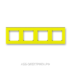 Рамка ABB Levit 4 поста жёлтый / дымчатый чёрный